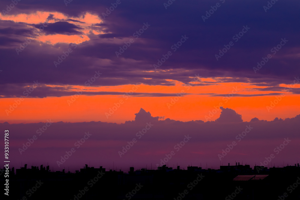 Fototapeta premium Cloudy Sky One Minute After Sunset
