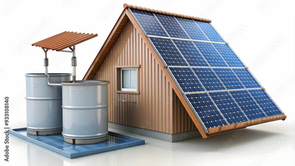 3d Flat icon as LED light and a solar panel symbolizing energy ...
