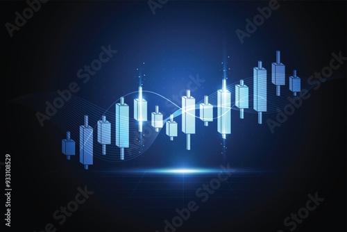 Business candle stick graph chart of stock market investment trading on white background design. Bullish point, Trend of graph. Vector illustration