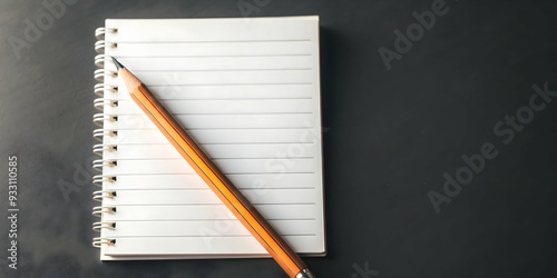 3d Flat icon as Pencil and paper symbolizing drawing and planning with ample space for text. concept as A pencil and a sheet of paper representing the fundamentals of drawing and planning with room fo photo