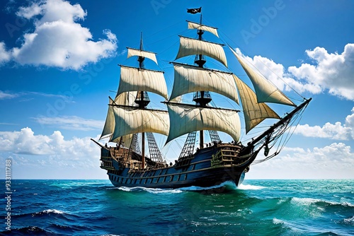 beautiful sailing ship in the sea