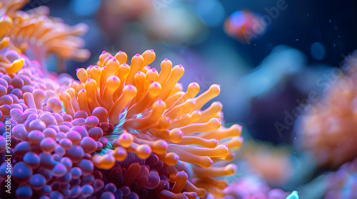 Orange and Pink Coral Closeup Underwater Illustration