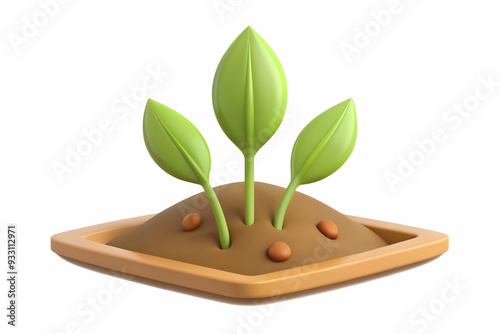 3d Flat icon as Seeds and soil symbolizing growth and nurturing with ample space for text. concept as Seeds and soil representing the fundamentals of growth and nurturing with room for writing. isolat photo