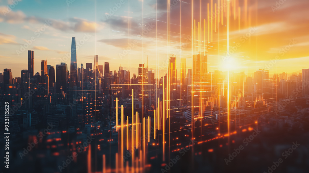 Abstract business team stands on the peak of success amid tall, innovative Smart city and graphs with statistics to analyze business potential and predict future developments in company growth. Abstract business team stands on the peak of success amid tall, innovative Smart city and graphs with statistics to analyze business potential and predict future developments in company growth.
