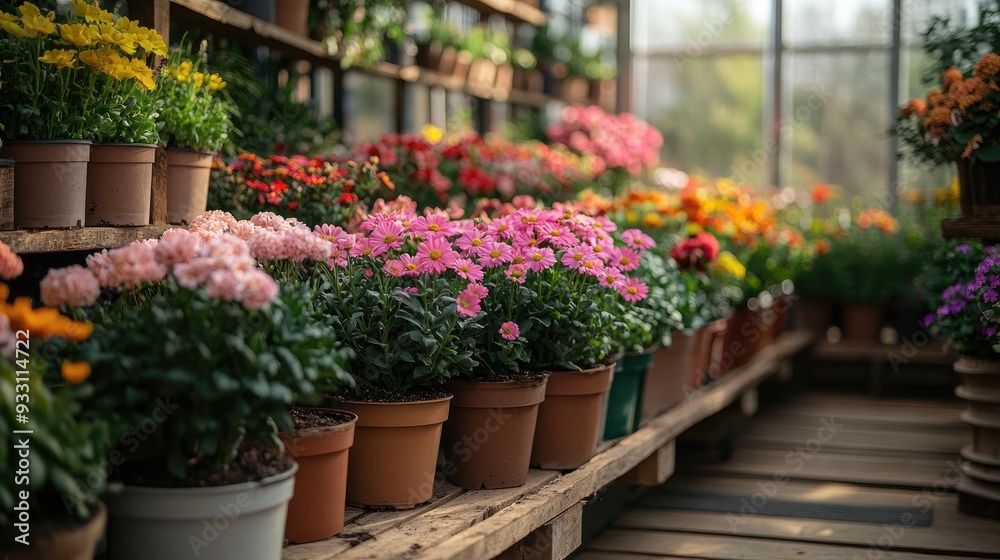 various potted plants,flowers in greenhouse in garden center small business.jpg
