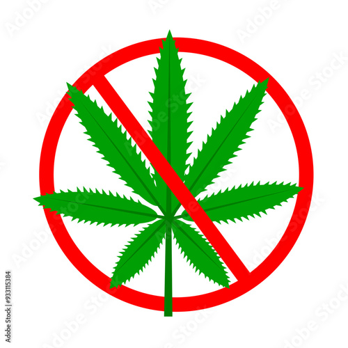 Stop cannabis. Ban on smoking cannabis. Sign on a white background