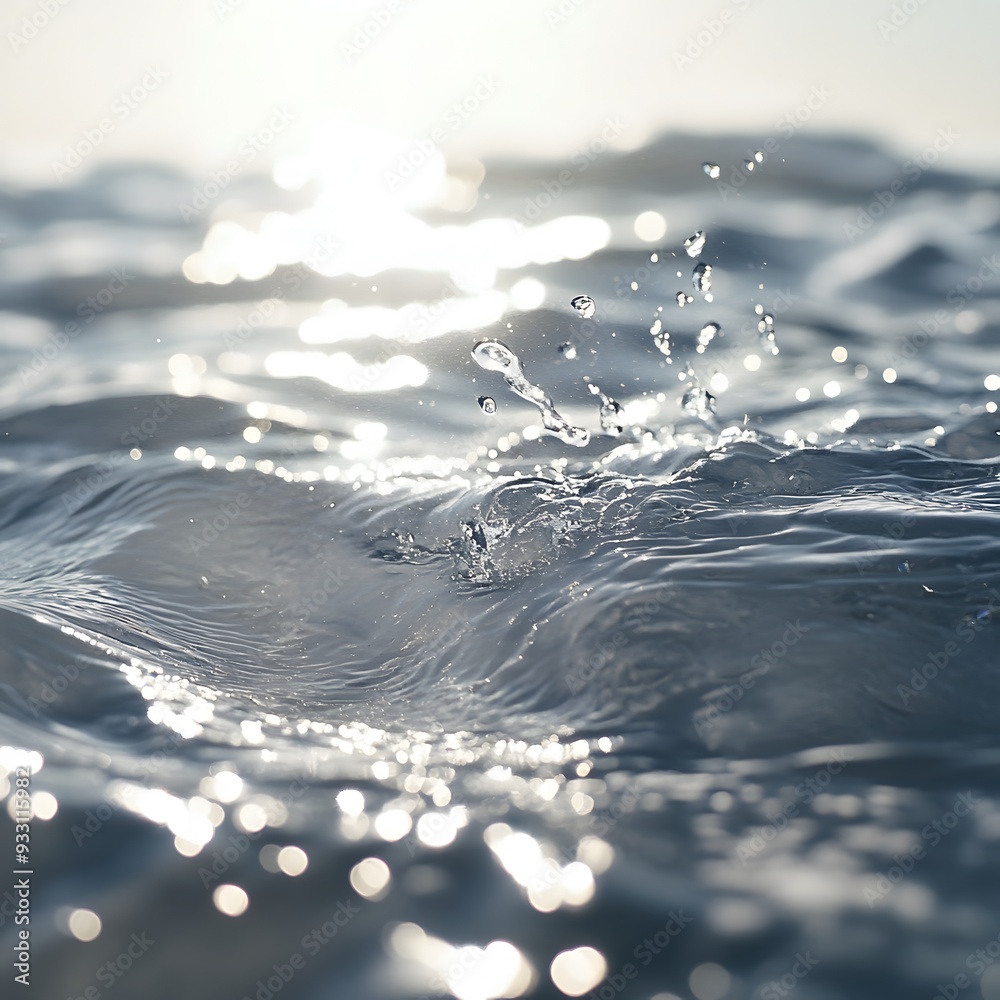 Blurred desaturated transparent clear calm water surface texture with ...