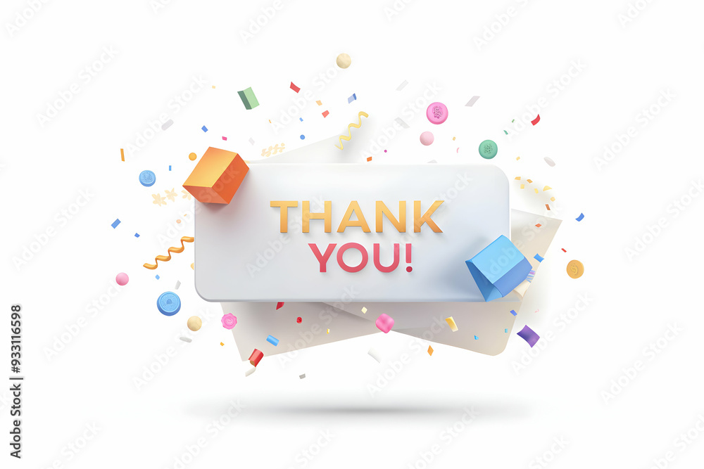 3d Flat icon as Thank you card and confetti symbolizing celebration and thanks with ample space for text. concept as A thank you card and falling confetti representing celebration and thanks with blan 3d Flat icon as Thank you card and confetti symbolizing celebration and thanks with ample space for text. concept as A thank you card and falling confetti representing celebration and thanks with blan