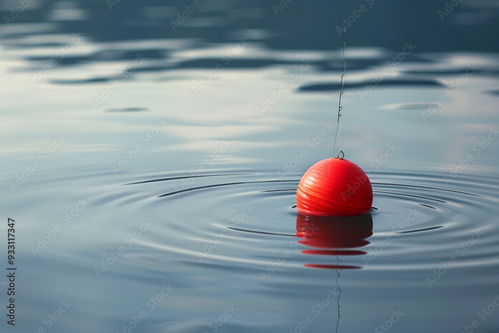 Red fishing float on water. Fishing concept
Red fishing float on water. Fishing concept