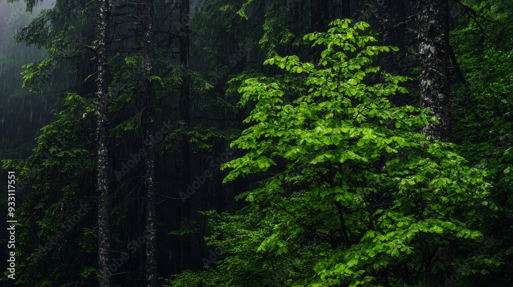 A forest teeming with numerous green trees, their heights varying, topped with abundant green foliage A forest teeming with numerous green trees, their heights varying, topped with abundant green foliage