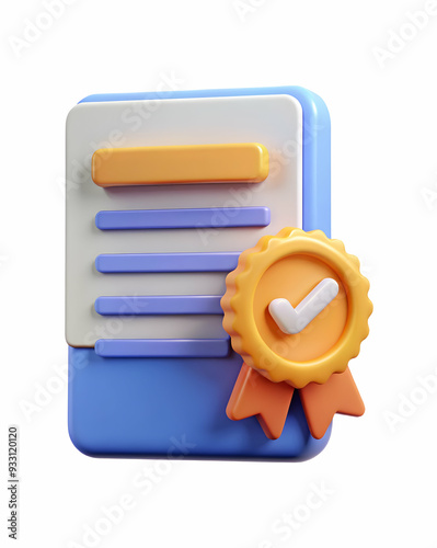 3d Flat icon as Warranty badge and a ribbon symbolizing assurance and quality with ample space for text. concept as A warranty badge and a ribbon representing assurance and quality with room for writi photo