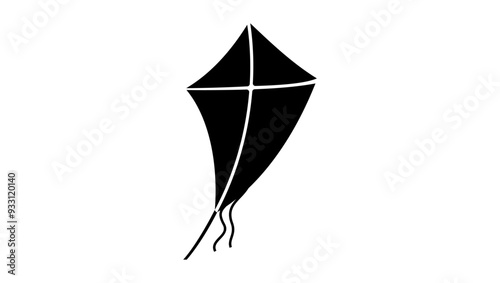kite logo, Black Isolated Silhouette