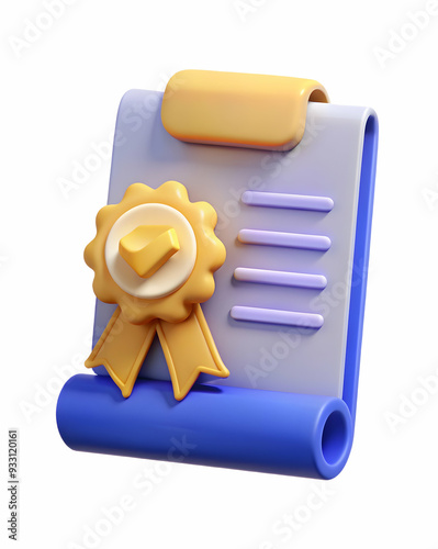 3d Flat icon as Warranty badge and a ribbon symbolizing assurance and quality with ample space for text. concept as A warranty badge and a ribbon representing assurance and quality with room for writi photo