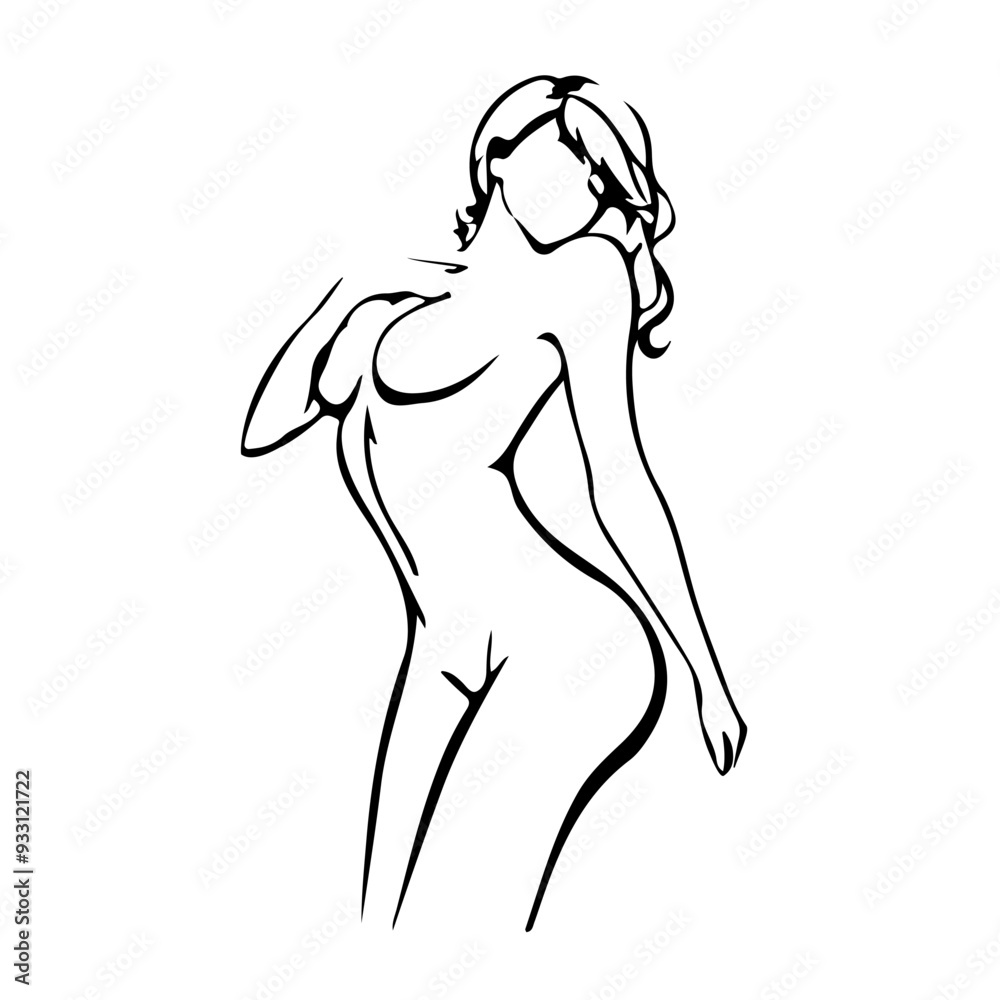 Woman Body Line Art Drawing. Abstract Minimal Female Figure Sketch Vector Illustration. Linear Woman Nude Illustration. Modern Trendy Contour Drawing Woman Body Line Art Drawing. Abstract Minimal Female Figure Sketch Vector Illustration. Linear Woman Nude Illustration. Modern Trendy Contour Drawing