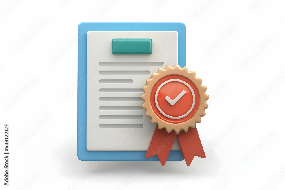 3d Flat icon as Warranty certificate and a stamp symbolizing official guarantee with ample space for text. concept as A warranty certificate and a stamp representing an official guarantee with blank s 3d Flat icon as Warranty certificate and a stamp symbolizing official guarantee with ample space for text. concept as A warranty certificate and a stamp representing an official guarantee with blank s
