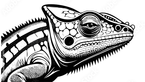 Chameleon Head Sketch Style - Animal Face Portrait Mammal
