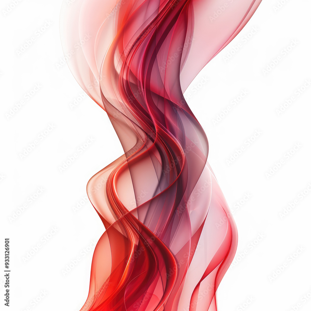 Abstract red with some smooth lines in it isolated White Background
