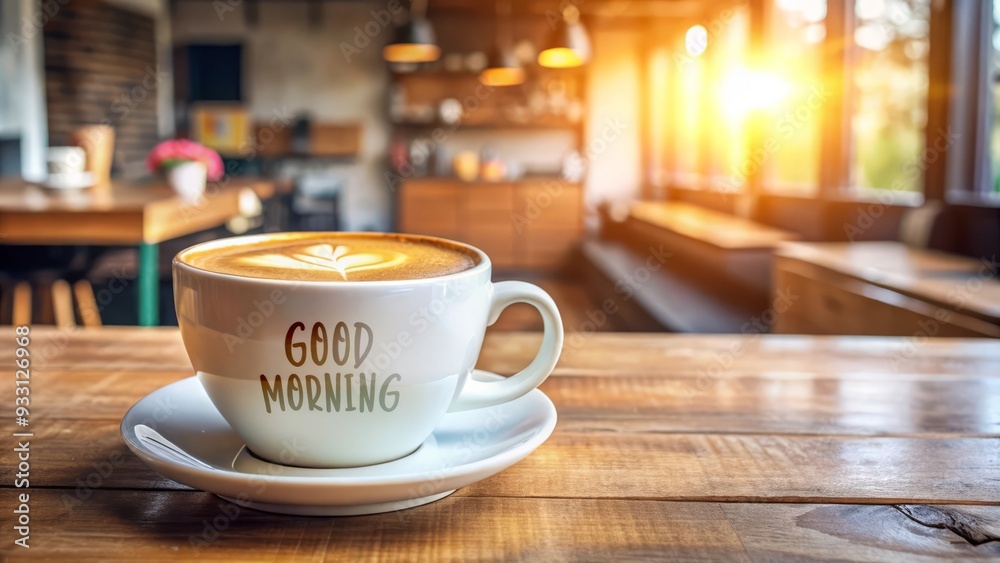 Good Morning Coffee in a Cafe with Sunshine. Good Morning Coffee in a Cafe with Sunshine.