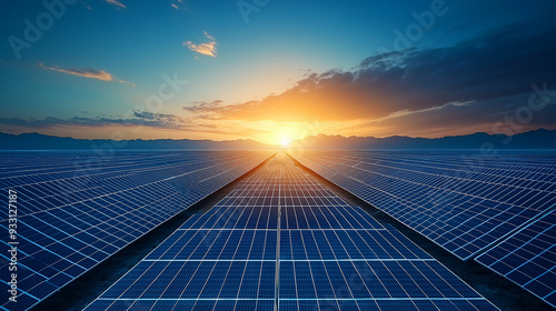 Aerial view of massive solar panel field