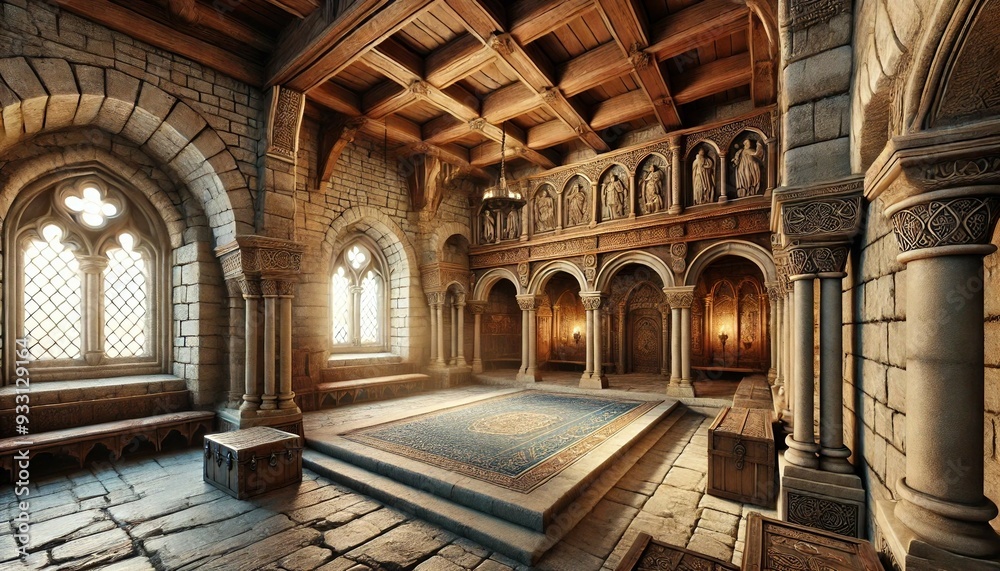 Obraz premium Mediaeval Building Interior. European Travel Concept Background