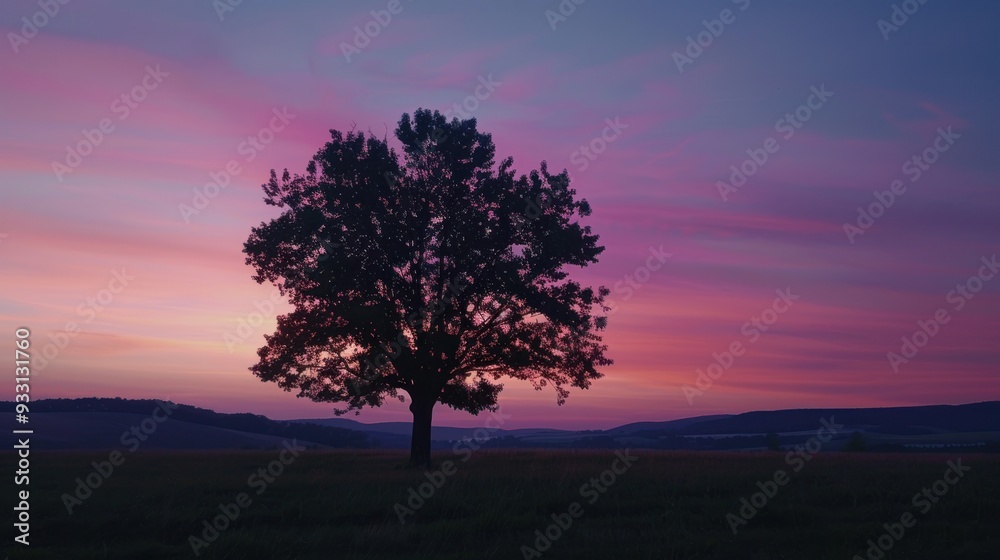 Silhouetted Tree against a Vibrant Sunset Sky Silhouetted Tree against a Vibrant Sunset Sky