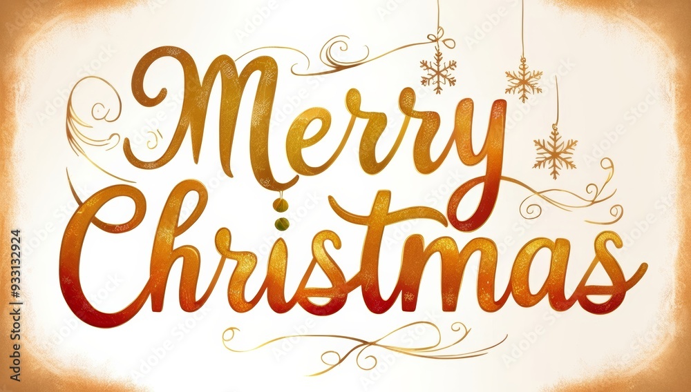 Obraz premium Vibrant cursive gradient golden Christmas lettering