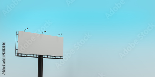 3D rendering, Empty billboard mock up, blank empty space for your copy or advertisement, blue sky background.