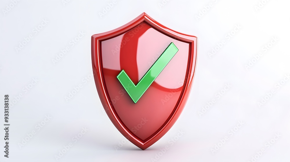 cartoon 3d Icon safety shield green check mark perspective . red symbol security safety icon. Green Checkmark in minimalistic style. 3d vector illustration. white background cartoon 3d Icon safety shield green check mark perspective . red symbol security safety icon. Green Checkmark in minimalistic style. 3d vector illustration. white background