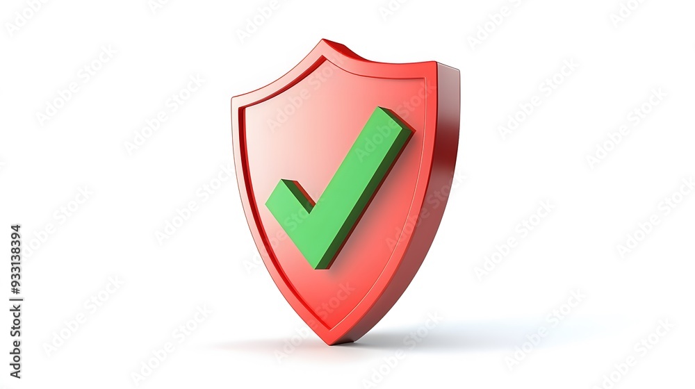 cartoon 3d Icon safety shield green check mark perspective . red symbol security safety icon. Green Checkmark in minimalistic style. 3d vector illustration. white background cartoon 3d Icon safety shield green check mark perspective . red symbol security safety icon. Green Checkmark in minimalistic style. 3d vector illustration. white background