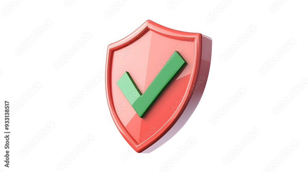 cartoon 3d Icon safety shield green check mark perspective . red symbol security safety icon. Green Checkmark in minimalistic style. 3d vector illustration. white background cartoon 3d Icon safety shield green check mark perspective . red symbol security safety icon. Green Checkmark in minimalistic style. 3d vector illustration. white background