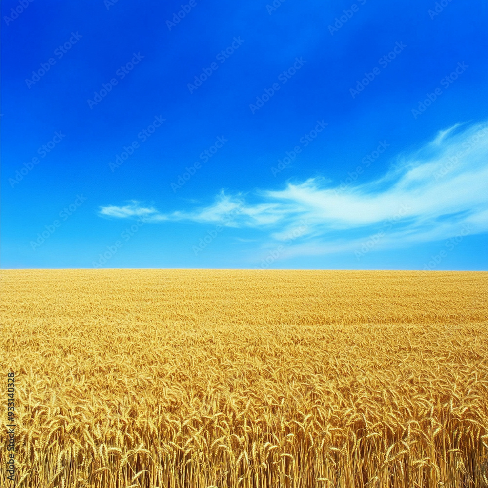 Naklejka premium Field of golden wheat sky harvest autumn abundance.