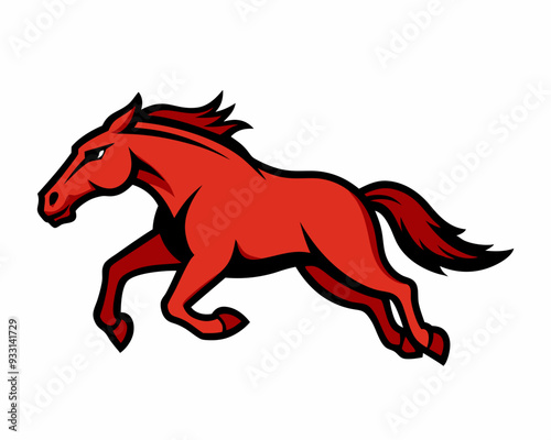 A running mustang horse cartoon mascot logo