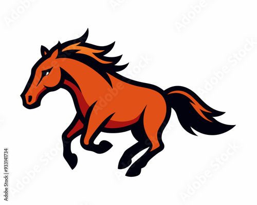 A running mustang horse cartoon mascot logo