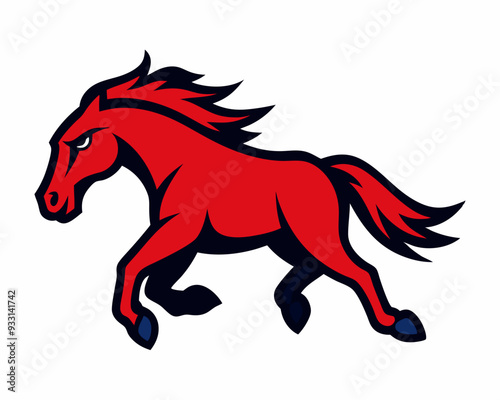 A running mustang horse cartoon mascot logo