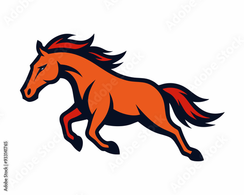 A running mustang horse cartoon mascot logo