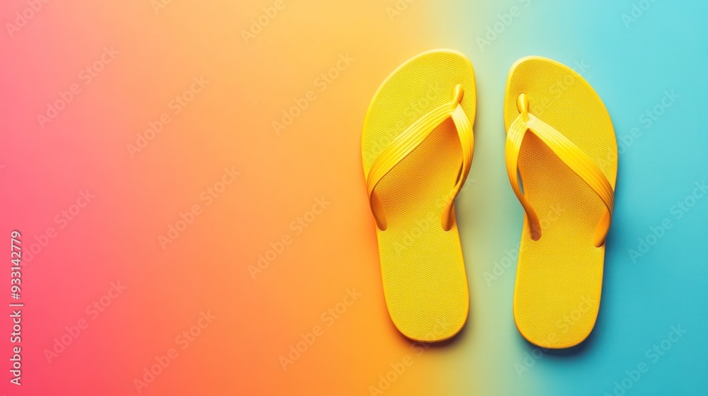 Yellow Flip-Flops on Gradient Background Yellow Flip-Flops on Gradient Background