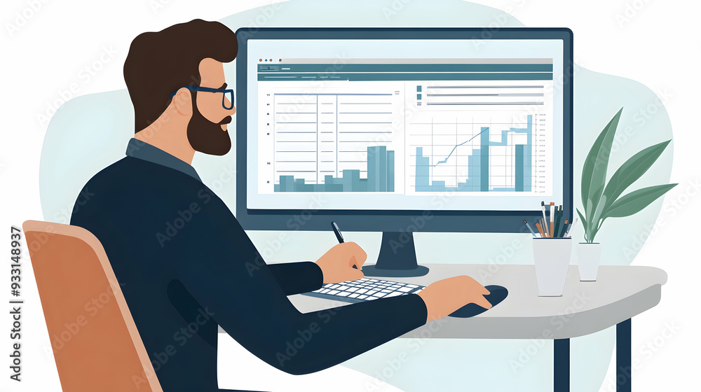 Data Analyst Man Using Spreadsheet Data Analyst Man Using Spreadsheet