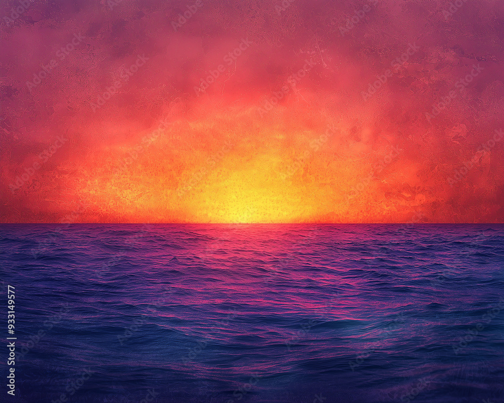 vibrant sunset over ocean with bold orange glow and purple waves, abstract textured seascape during twilight vibrant sunset over ocean with bold orange glow and purple waves, abstract textured seascape during twilight