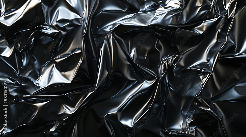 Aluminum or aluminium foil wrap texture, silver crinkled and reflective, subtle highlights and shadows with a realistic glossy finish Aluminum or aluminium foil wrap texture, silver crinkled and reflective, subtle highlights and shadows with a realistic glossy finish