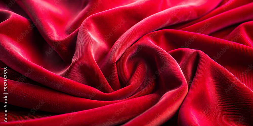 Obraz premium Rich Red Velvet Fabric, Close-Up with Elegant Folds
