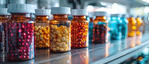 Wallpaper Mural Medical laboratory pill equipment plastic bottles tubes for drug testing analysis Torontodigital.ca