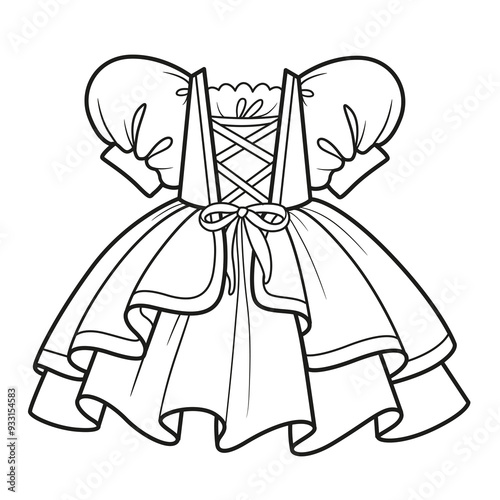 Elegant Dress with a lace-up corset and a fluffy dress with two skirts