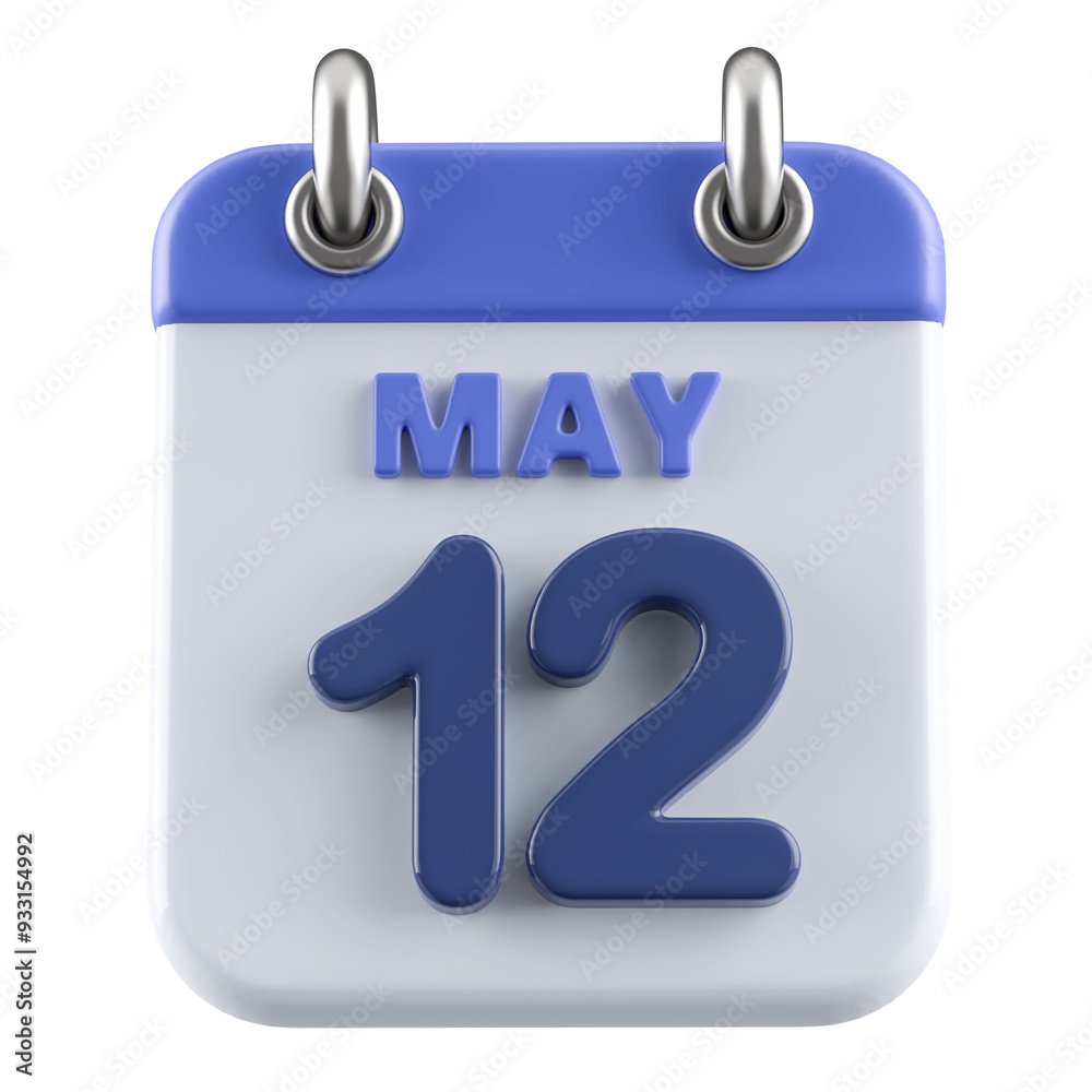 12th May Calendar Icon 3D Render 12th May Calendar Icon 3D Render