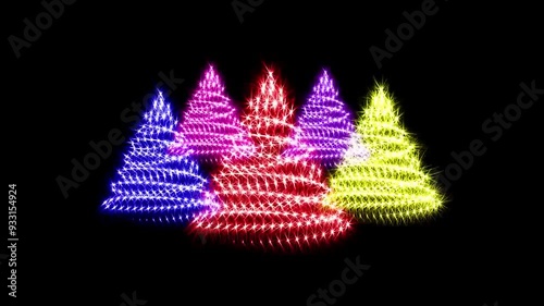 Merry Christmas, Christmas tree made of glowing tinse
