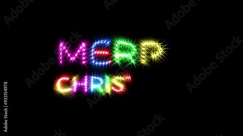 Merry Christmas, text made from glowing tinsel