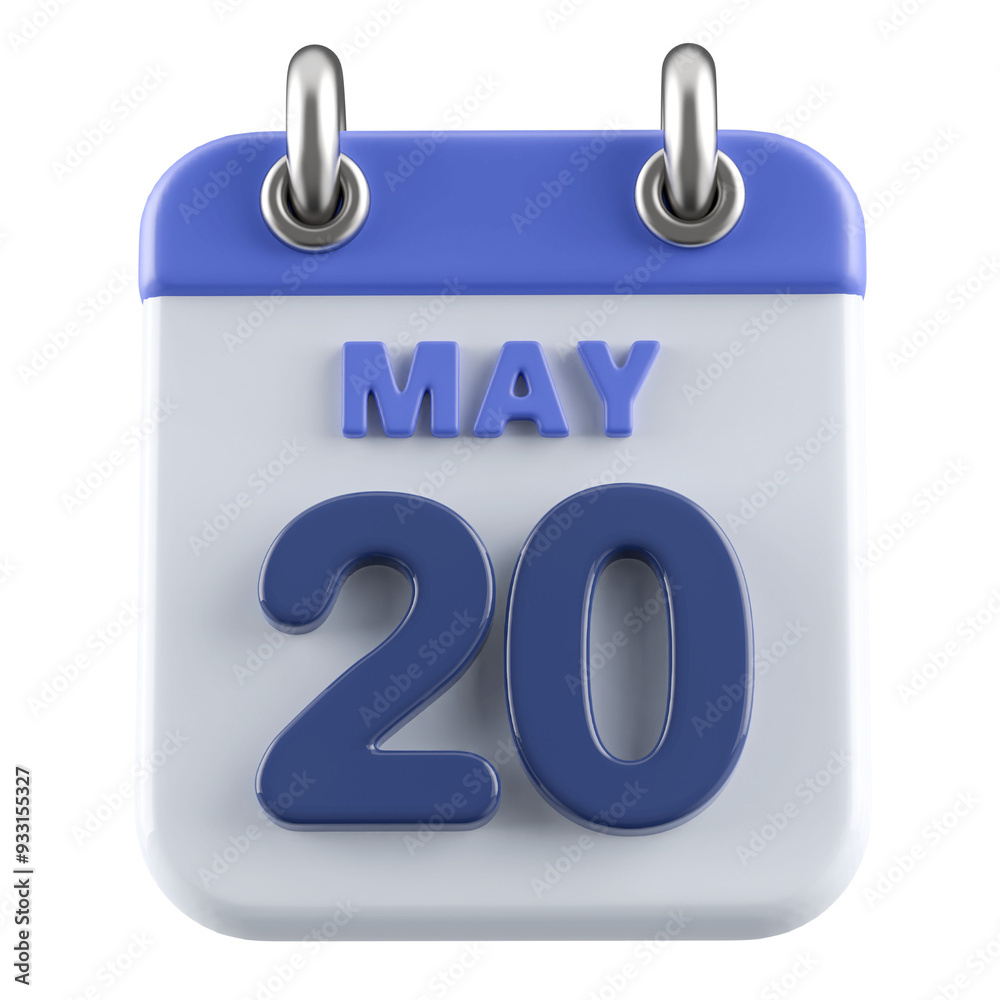 20th May Calendar Icon 3D Render 20th May Calendar Icon 3D Render