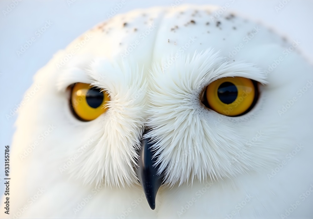 Fototapeta premium Close-Up View of a Snowy Owl’s Face and Beak