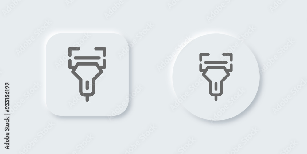 Barcode scanner line icon in neomorphic design style. Qr code signs vector illustration.