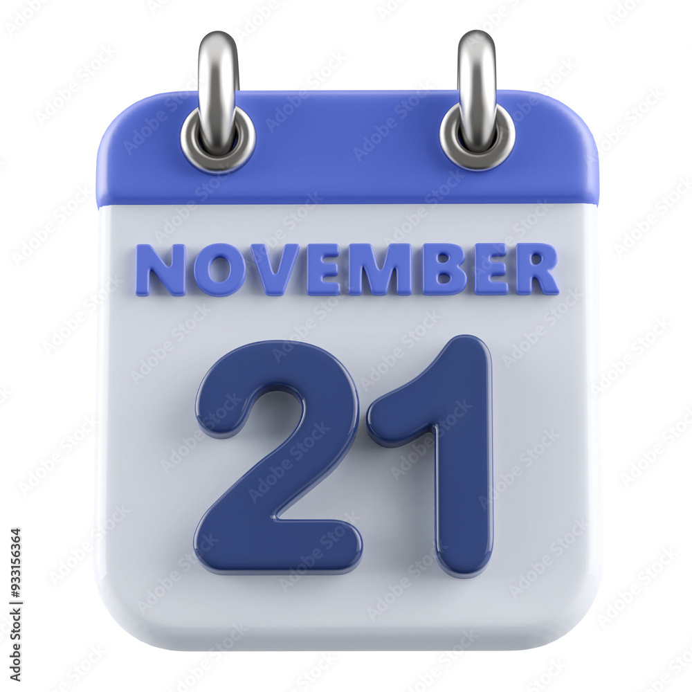 21st November Calendar Icon 3D Render