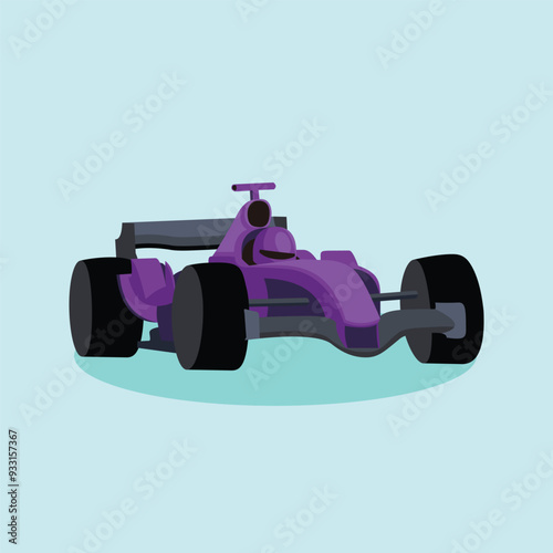 Formula One Car F 1 Race Colorful Illustration Vector